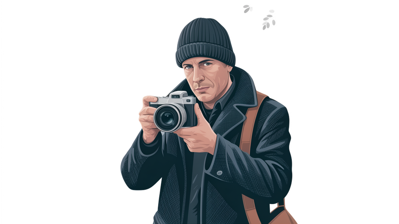 Illustrierte Szene eines Detektivs mit Kamera in Salzgitter; Wirtschaftsdetektei Salzgitter, Privatdetektei Salzgitter, Wirtschaftsdetektiv Salzgitter, Detektivagentur Salzgitter